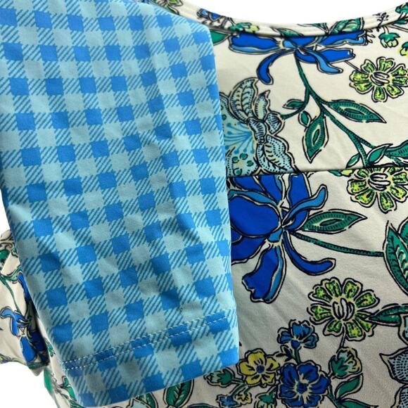 Lands' End Print UPF 50 Rash Guard Lotus Floral Gingham Womens Size Xsmall - Picture 3 of 6